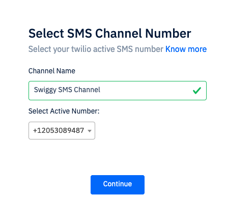 select Twilio number