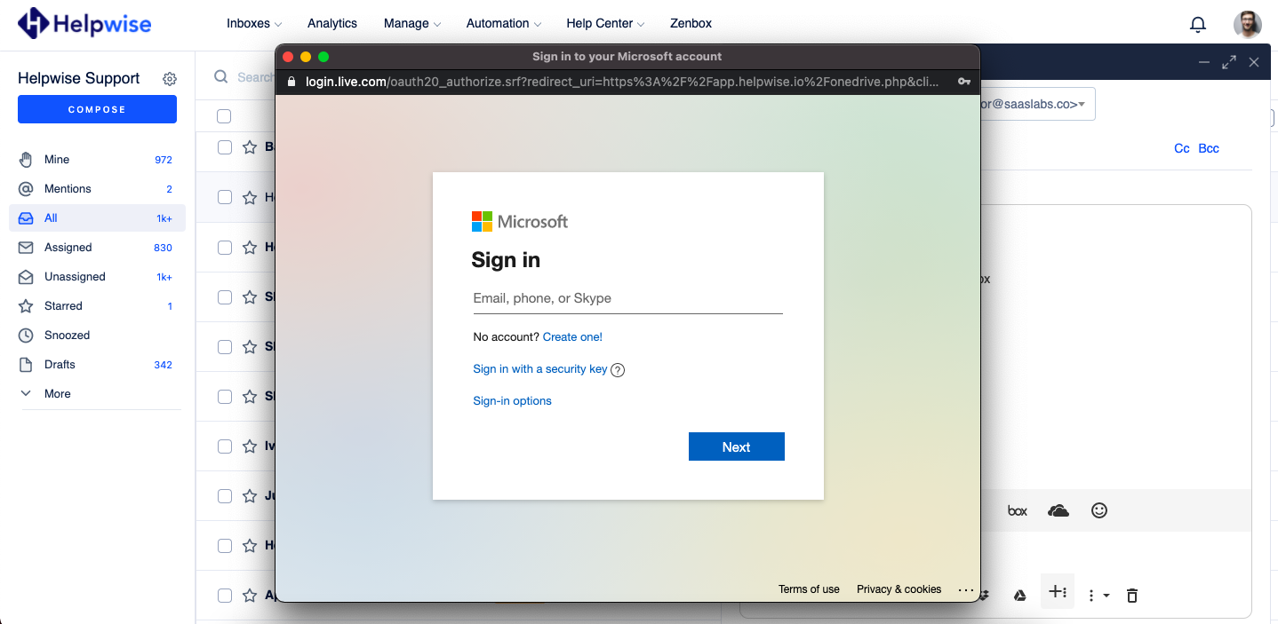 How to connect OneDrive with Helpwise? Helpwise Help