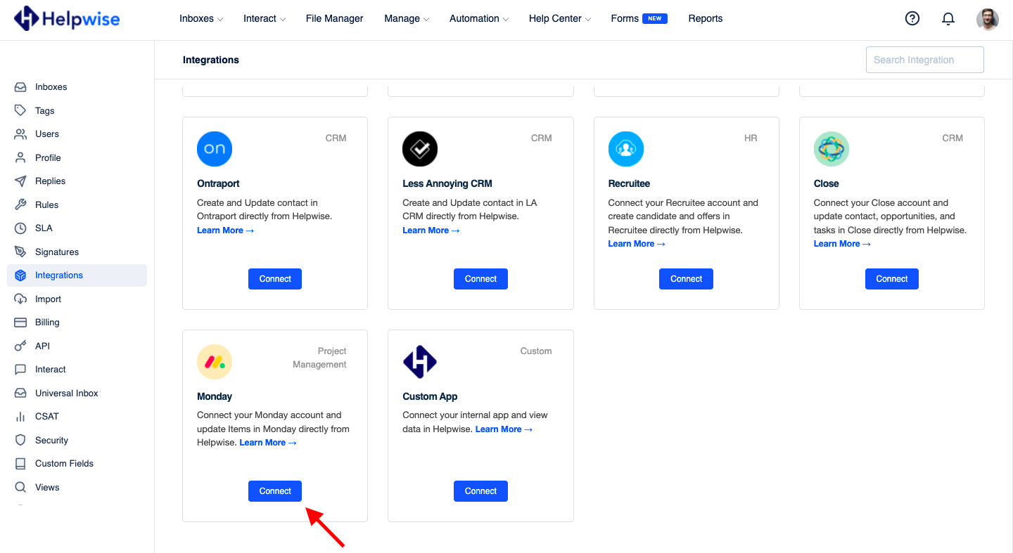 Integrate Monday.com with Helpwise