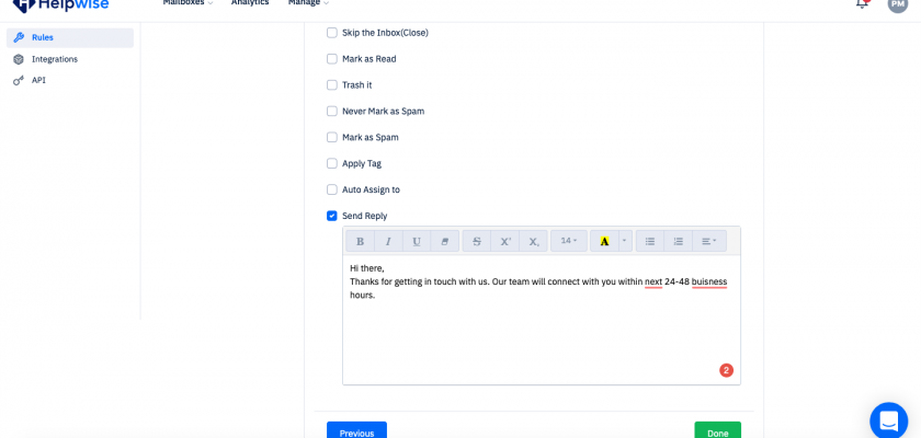 Send Auto-Replies Using Helpwise