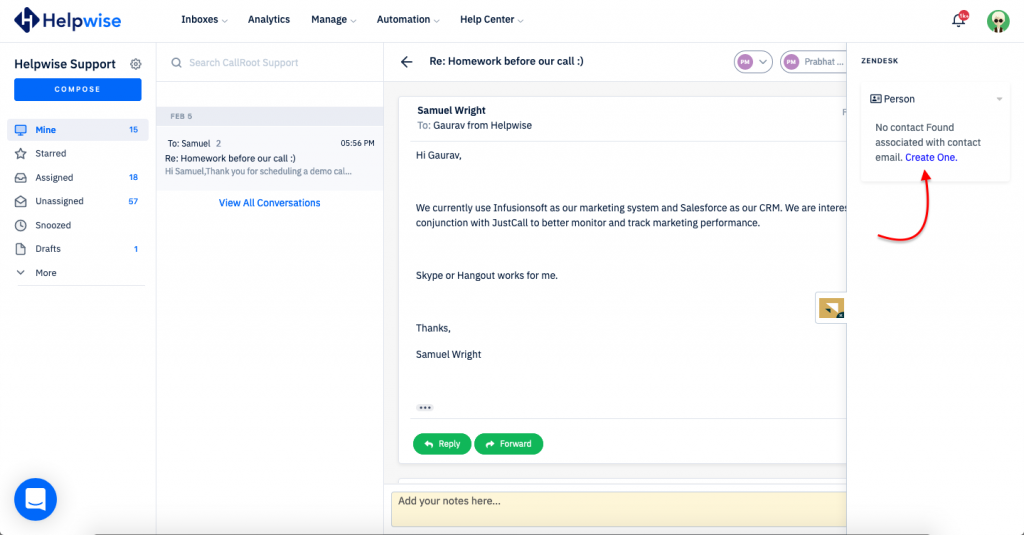 create contact in zendesk