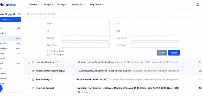Advanced search for helpwise