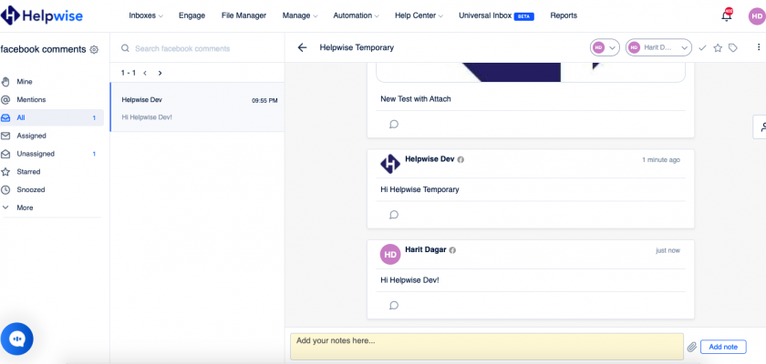 Facebook-Helpwise-integration