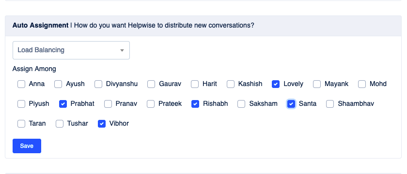 Choose the team members to whom you want to distribute the conversations